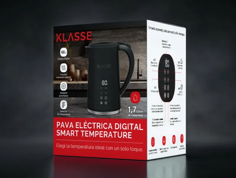 Klasse — packaging pava eléctrica digital, línea roja