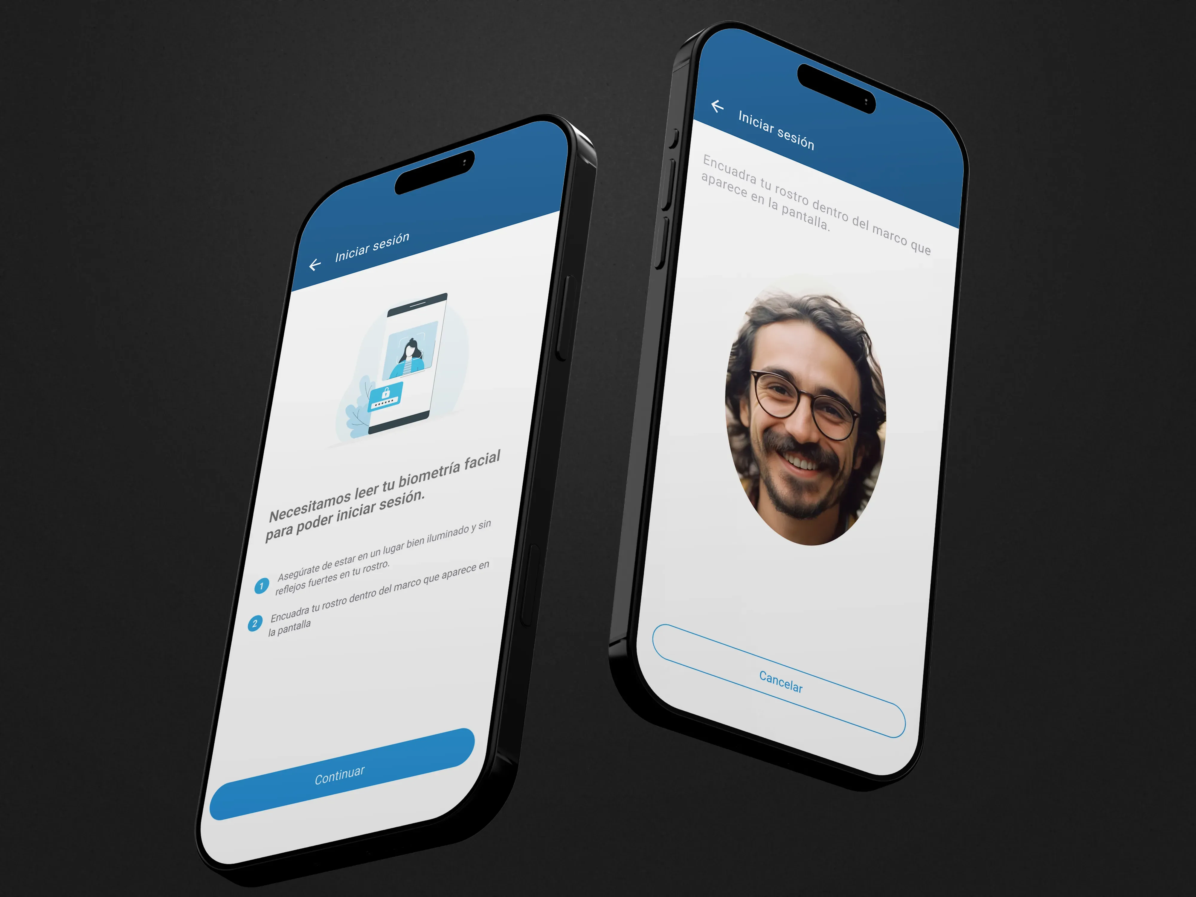 App Formosa — pantallas de explicación de toma de foto para biometría y de toma foto