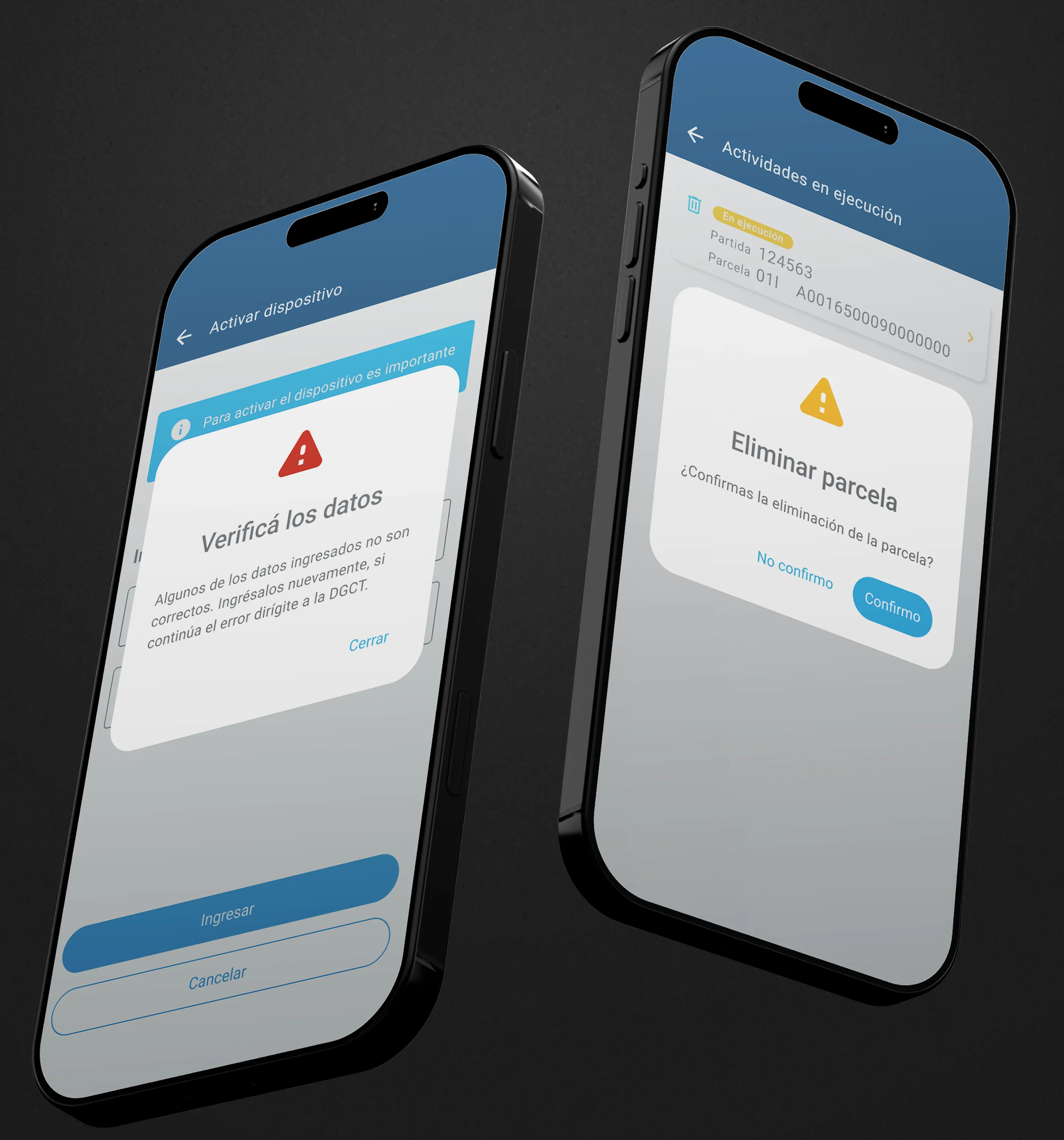 App Formosa — pantallas de error y validación