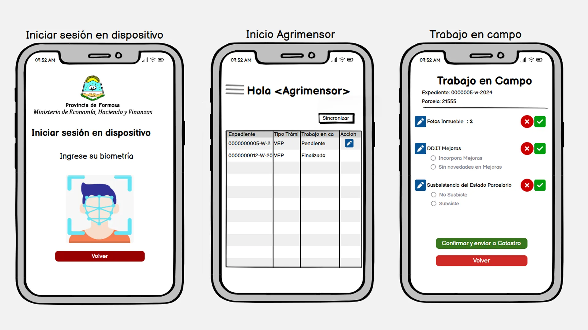 App Formosa — wireframes Balsamiq, flujos base